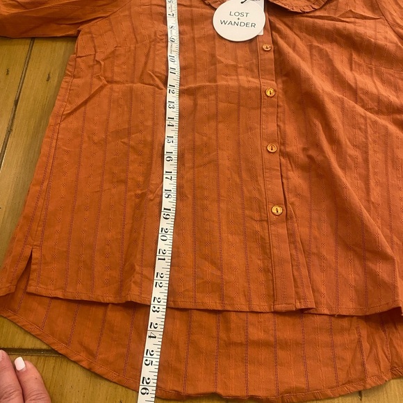 Lost + Wander Women’s Burnt Orange Button-Up Feminine Cotton Blouse New size M - Picture 4 of 11
